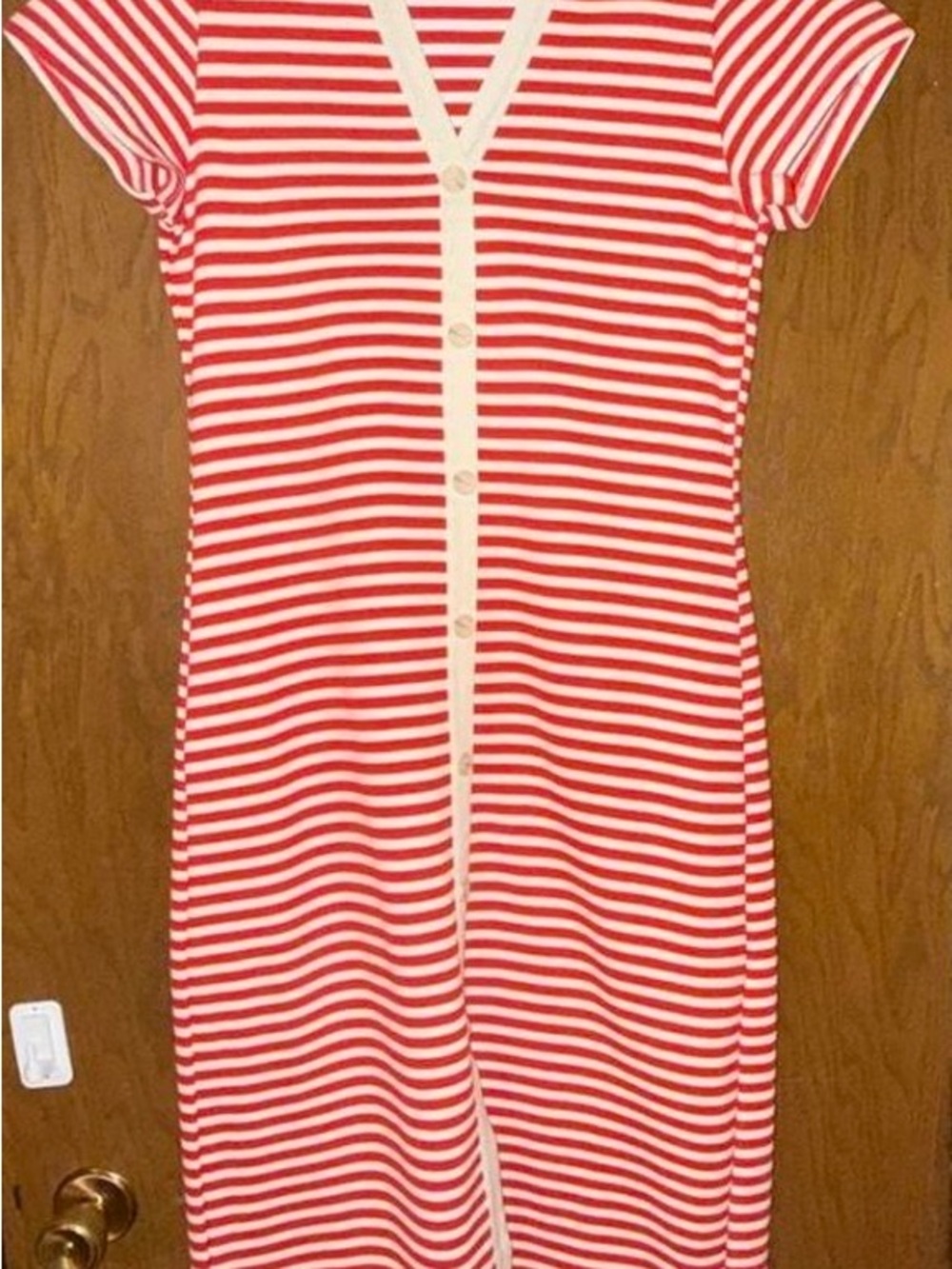 Wishlist Red & White Striped Button-Front Casual Dress